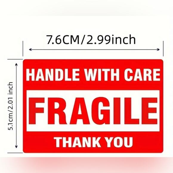 500 Stickers/1 Roll Red Caution Stickers Fragile Warning Labels for Boxing 📦 ⛔️ - Picture 2 of 3
